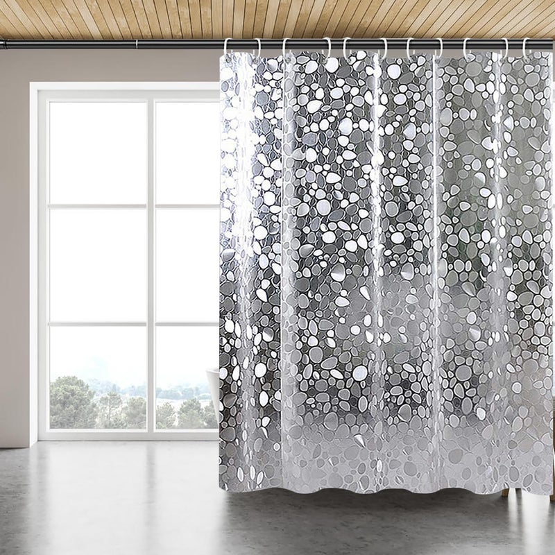 jssablo Clear Shower Curtain Liner, 100% Waterproof EVA 3D Shower Curtains with 3 Duty Heavy Bottom Magnets and 12 Rust Proof Grommets, 72x72 Weighted Shower Liner for Shower Stall, Bathtubs - Image 1